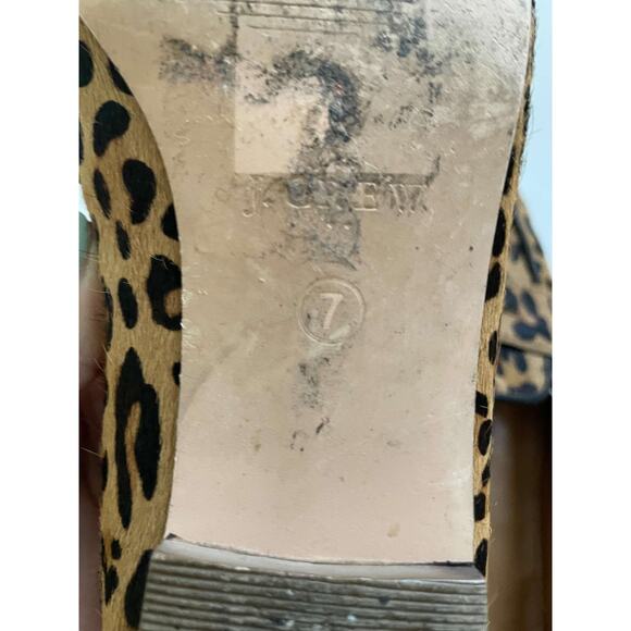 J. Crew Animal Print Leopard Leather Penny Flats Loafers Tan Black Size 7 - Picture 9 of 9